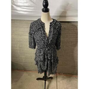 Bohme Polka Dot half Sleeve‎ Ruffle A Line Dress Size Small